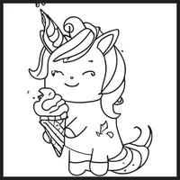 Unicorn Coloring Pages For kids vector