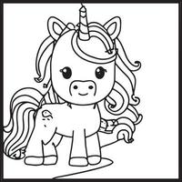 Unicorn Coloring Pages For kids vector