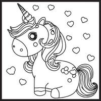 Unicorn Coloring Pages For kids vector