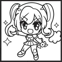 chibi para colorear vector