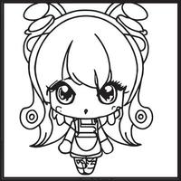 chibi para colorear vector