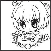 chibi para colorear vector