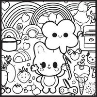 kawaii para colorear para niños vector