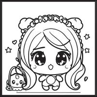 chibi para colorear vector