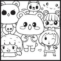 Kawaii Coloring Page For Kids vector