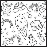 kawaii para colorear para niños vector