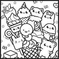 kawaii para colorear para niños vector