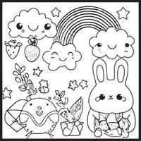 kawaii para colorear para niños vector