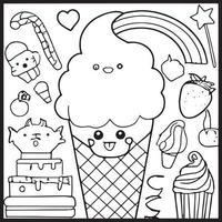 kawaii para colorear para niños vector