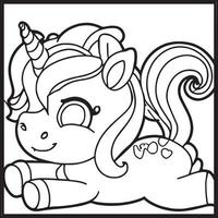 Unicorn Coloring Pages For kids vector