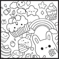 kawaii para colorear para niños vector