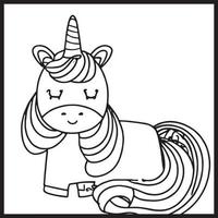 Unicorn Coloring Pages For kids vector