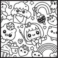 Kawaii Coloring Page For Kids vector