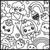 Kawaii Coloring Page For Kids vector