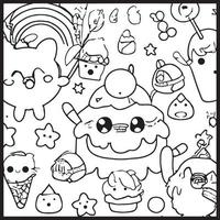 Kawaii Coloring Page For Kids vector