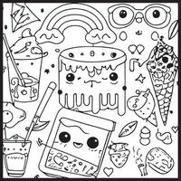 Kawaii Coloring Page For Kids vector