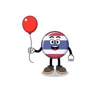 Cartoon of thailand flag holding a balloon vector