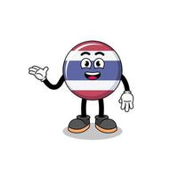 thailand flag cartoon with welcome pose vector