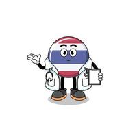 Cartoon mascot of thailand flag doctor vector