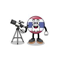 Illustration of thailand flag mascot as an astronomer vector