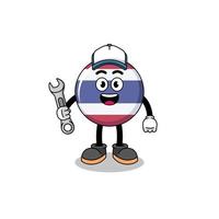 thailand flag illustration cartoon as a mechanic vector