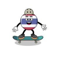 thailand flag mascot playing a skateboard vector