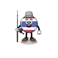 ilustración de la mascota del pescador de la bandera de tailandia vector