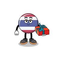 thailand flag mascot illustration giving a gift vector