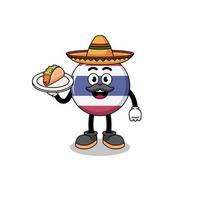 Character cartoon of thailand flag as a mexican chef vector