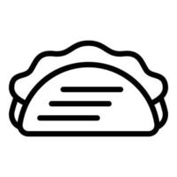 icono de taco a la parrilla, estilo de esquema vector