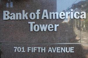 Seattle, Washington - August 20, 2005 -  Sign at the entrance of the Columbia Center from when it was known as the Bank of America Tower. photo