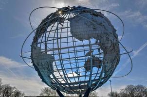 Flushing, New York - Apr 21, 2018 -  The iconic Unisphere in Flushing Meadows Corona Park in Queens, NYC. The 12 story structure was commissioned for the 1964 NYC World's Fair. photo