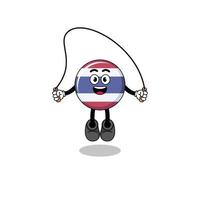 thailand flag mascot cartoon is playing skipping rope vector