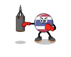 ilustración del boxeador de la bandera de tailandia vector