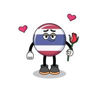 thailand flag mascot falling in love vector