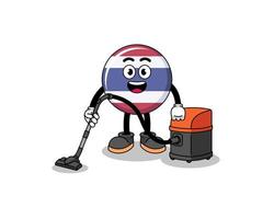 Character mascot of thailand flag holding vacuum cleaner vector