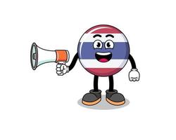 thailand flag cartoon illustration holding megaphone vector