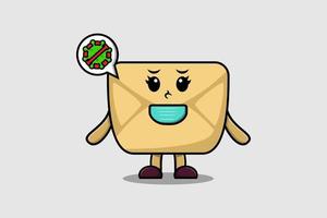 Cute cartoon Envelope using mask prevent virus vector