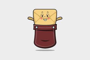 Cute cartoon Envelope character out from pocket vector