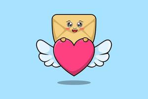 cute cartoon Envelope character hiding heart vector