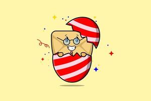 Cute cartoon Envelope character out from easter vector