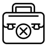 Broken briefcase icon, outline style vector