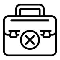 Broken briefcase icon, outline style vector