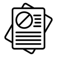 Rejected documents icon, outline style vector