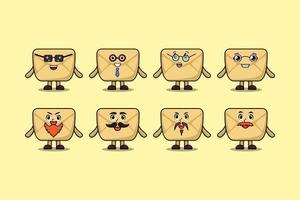 Set kawaii Envelope cartoon character expressions vector