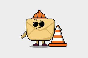 Construction worker Envelope cute character mascot vector