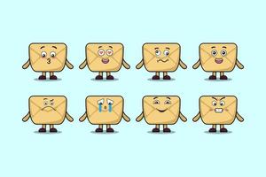 Set kawaii Envelope cartoon character expressions vector