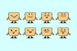 Set kawaii Envelope cartoon character expressions vector