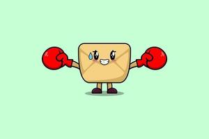 Cute Envelope mascot cartoon playing sport boxing vector