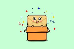 Cute cartoon Envelope character out from box vector